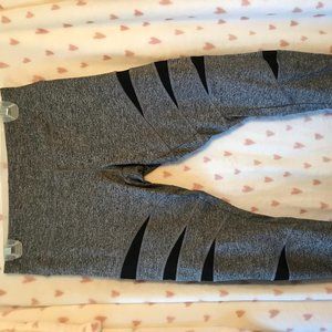 Grey workout leggings with mesh "slits" in legs